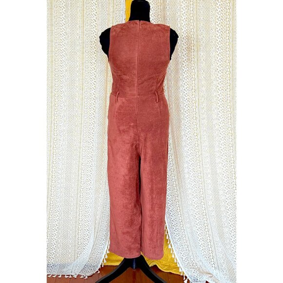 Anthropologie Chestnut Rust Faux Suede Jumpsuit Pockets Women's Size M - Picture 5 of 13